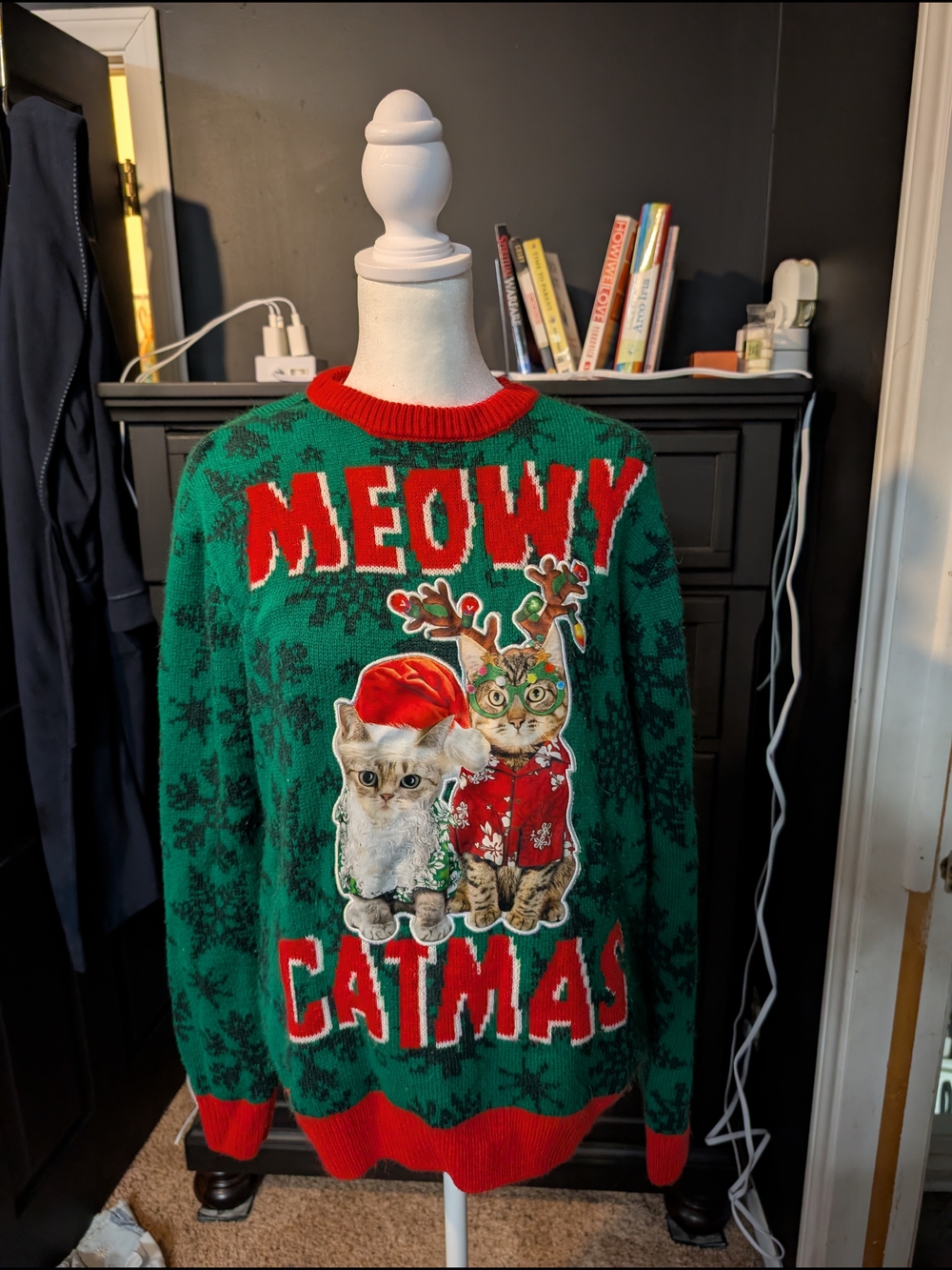 Meowy Catmas Green Holiday Sweater